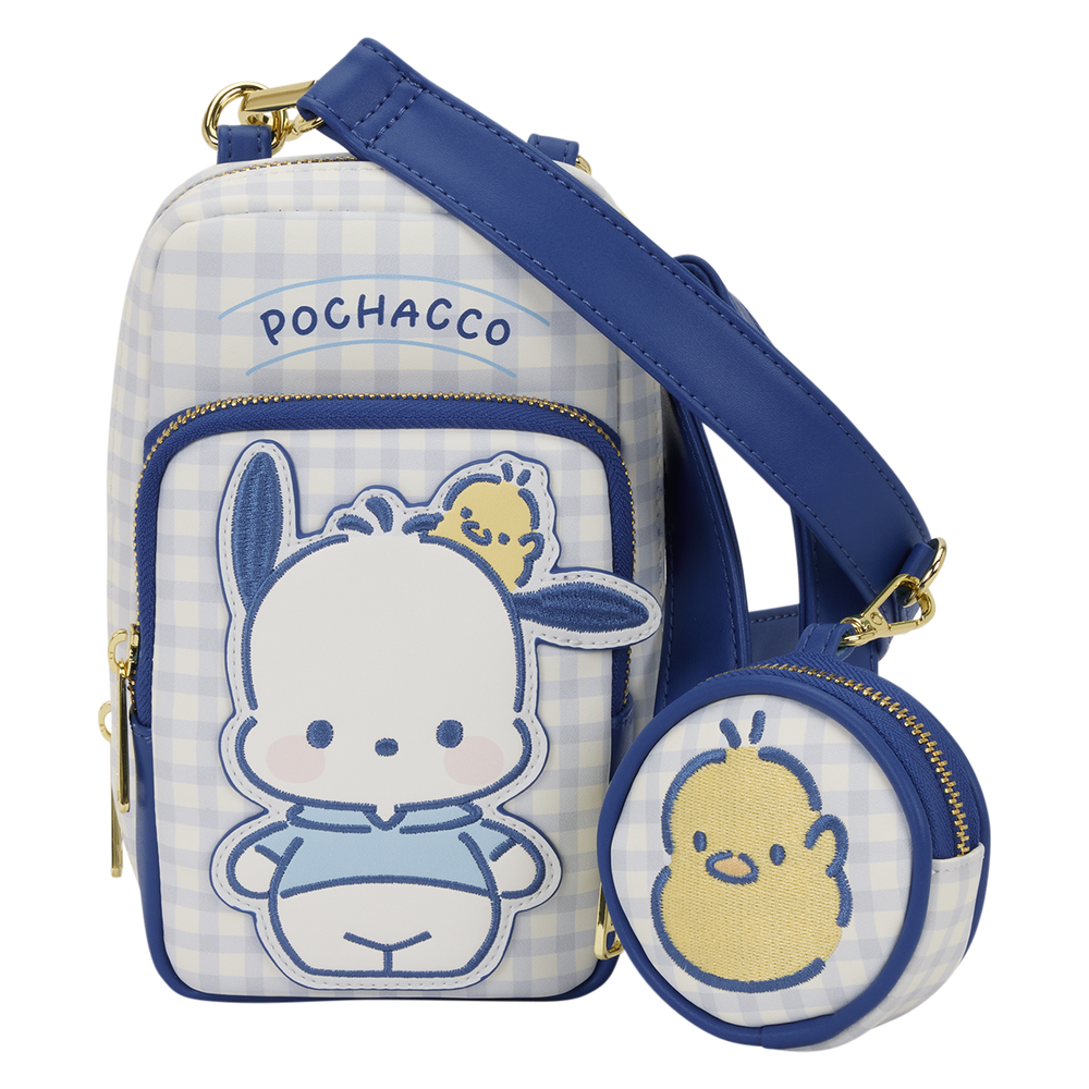 Sanrio Pochacco Gingham Cell Phone Crossbody Bag with Coin Bag
